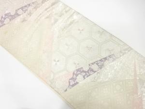 アンティーク　切りばめ風　松葉に鶴・花唐草模様織り出し袋帯（材料）